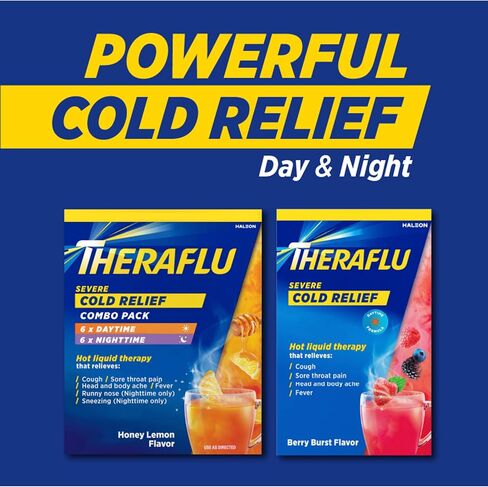 مسحوق تخفيف البرد الشديد أثناء النهار من ثيرافلو، نكهة التوت، 6 قطع in Kuwait