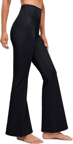 BMJL Flare Yoga Pants for Women with Pockets Ribbed Tummy Control Leggings High Waisted Workout Leggings in Saudi Arabia