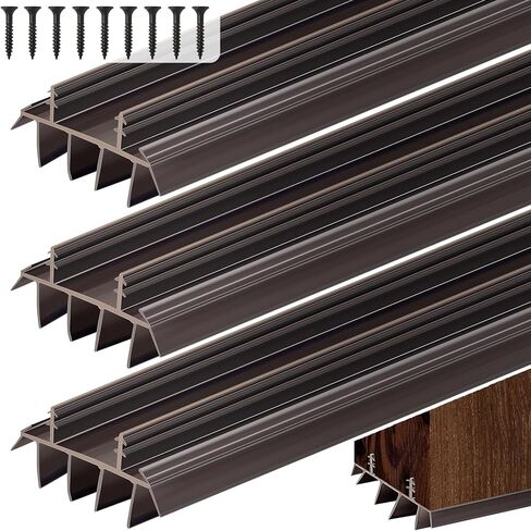 3PCS Replacement Door Bottom with Vinyl Fins 36" Long 1 3/4" Wide Threshold Seal Bottom of Door Weatherstrip Kerf Weather Stripping for 7/8" Between Barbs (Brown) in Kuwait