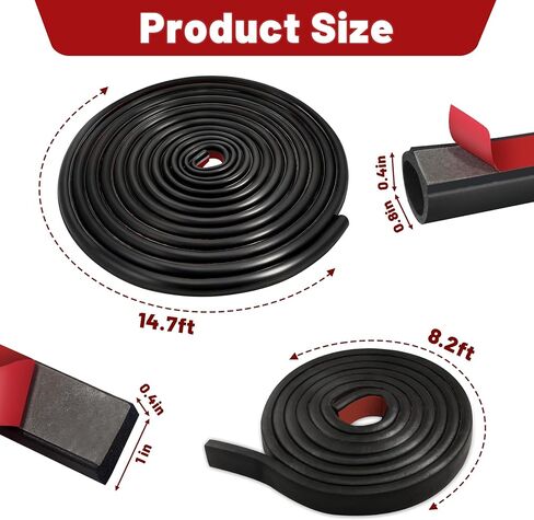 2 حزمة أدوات الطقس ختم طوقا 14.7Ft D على شكل شريط عازل 8.2Ft الصلبة مربع SealStrip ذاتية اللصق المطاط EPDM لمعظم صناديق أدوات مقطورة شاحنة بيك اب in Kuwait