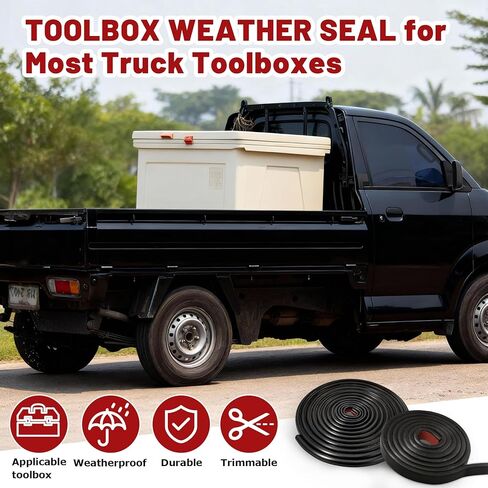 2 حزمة أدوات الطقس ختم طوقا 14.7Ft D على شكل شريط عازل 8.2Ft الصلبة مربع SealStrip ذاتية اللصق المطاط EPDM لمعظم صناديق أدوات مقطورة شاحنة بيك اب in Kuwait