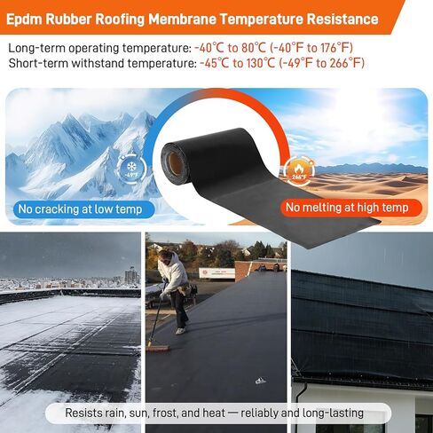 51 Mil Self-Adhesive EPDM Rubber Roofing Membrane - 39" x 16ft Waterproofing Membrane, Sealing Roll Roofing, Self Stick Waterproof Roof Underlayment for RV, Shed, Garage - Black in Kuwait