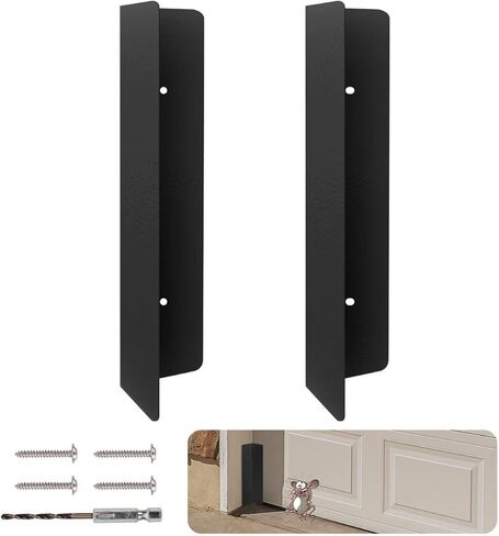2 Pcs Garage Door Seal Mouse Guard, Heavy Duty Stainless Steel Garage Door Mouse and Snake Guard, Permanent Solution (Black) in Kuwait