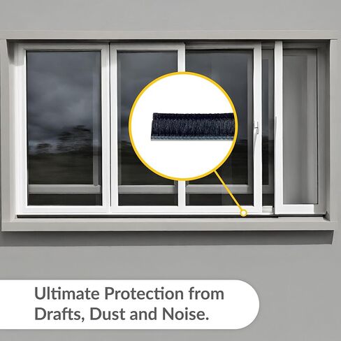 Brixwell Vanguard Astragal Pile Weatherstrip 0.625" Pile Height, 100' Roll, Black Finish - Adjustable Seal Strip for Reducing Air, Dust, and Moisture in Residential and Commercial Use in Kuwait