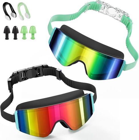 Aegend Kids Swim Goggles 2 Pack – Large Frame Anti Fog Soft Silicone Leak Proof UV Protection for Boys Girls Age 3-15 in Kuwait