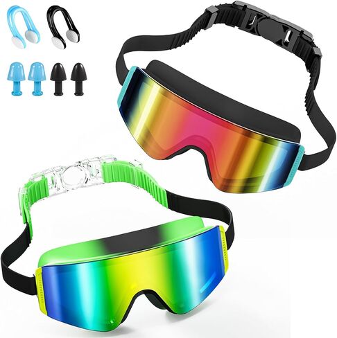 Aegend Kids Swim Goggles 2 Pack – Large Frame Anti Fog Soft Silicone Leak Proof UV Protection for Boys Girls Age 3-15 in Saudi Arabia