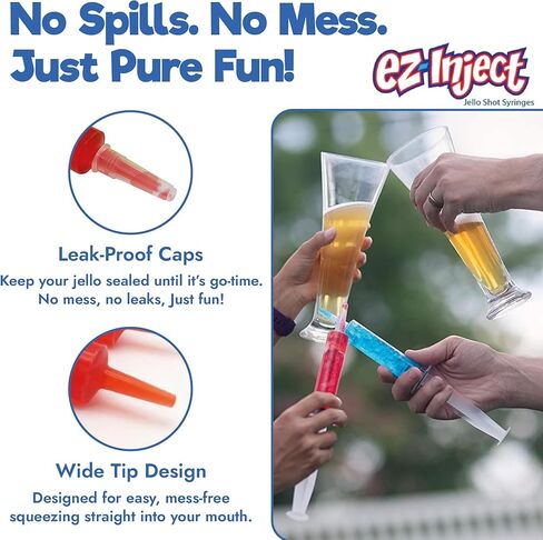 25 عبوة من المحاقن البلاستيكية لطلقات جيلو بوزن 1 أونصة - محاقن جيلو آمنة وقابلة لإعادة الاستخدام بنسبة 100% مع قبعات - لوازم حفلات العطلات والهالوين للبالغين in Kuwait