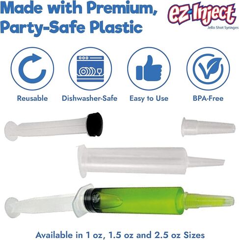 25 عبوة من المحاقن البلاستيكية لطلقات جيلو بوزن 1 أونصة - محاقن جيلو آمنة وقابلة لإعادة الاستخدام بنسبة 100% مع قبعات - لوازم حفلات العطلات والهالوين للبالغين in Kuwait