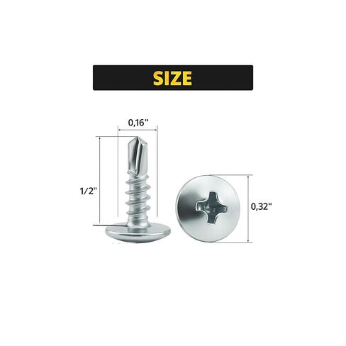 250 PCS #8 x 1/2" Self Drilling Screws | Pan Head Phillips Sheet Metal Tek Screws | Zinc Plated Self Tapping Screws for Metal, Wood & Plastic | Corrosion Resistant for Outdoor & HVAC Use in Saudi Arabia
