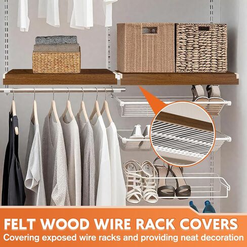 5 عبوات من أغطية رف الأسلاك الخشبية 24 * 12 بوصة أغطية أرفف مع مشبك خلفي ثابت غطاء رف مخزن لخزانة الحمام القابلة للإزالة (الجوز) in Kuwait