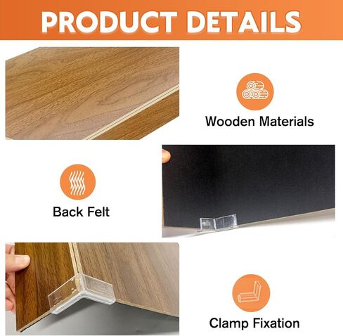 5 عبوات من أغطية رف الأسلاك الخشبية 24 * 12 بوصة أغطية أرفف مع مشبك خلفي ثابت غطاء رف مخزن لخزانة الحمام القابلة للإزالة (الجوز) in Kuwait