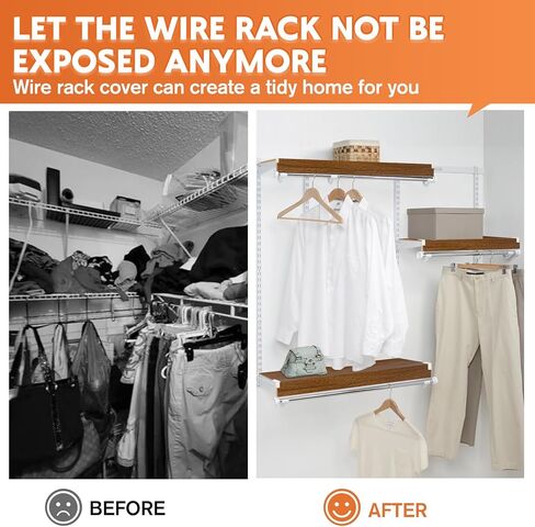 5 عبوات من أغطية رف الأسلاك الخشبية 24 * 12 بوصة أغطية أرفف مع مشبك خلفي ثابت غطاء رف مخزن لخزانة الحمام القابلة للإزالة (الجوز) in Kuwait