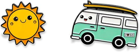 Enamel Pin Set (2 Pins Per Set) for Backpack, Bag, Lapel, Kawaii Button Collector - Yosemite National Park in Kuwait