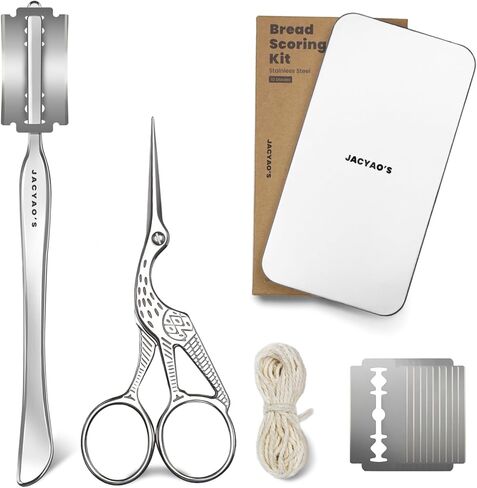 JACYAO'S Bread Lame, Sourdough Scoring Tool Made From 304 Stainless Steel, Professional Bread Scoring Tool with 10 Razor Blades and Metal Storage Box in Saudi Arabia