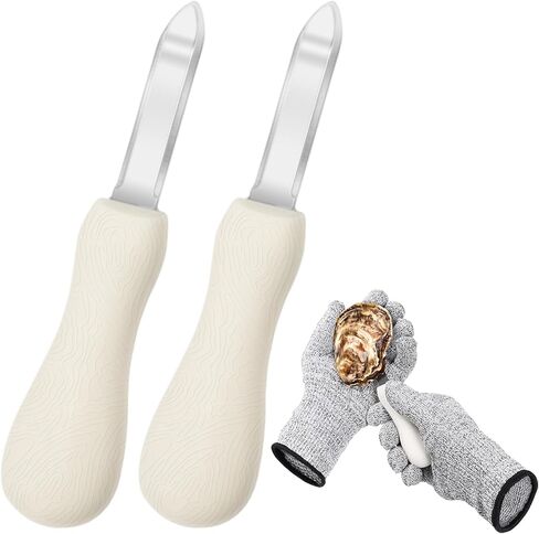 Nonley Oyster Shucking Knife, 2 Pack Oyster Knife Shucker Set with Professional Grade Cut Resistant Gloves, Stainless Steel Seafood Opener Tools in Saudi Arabia