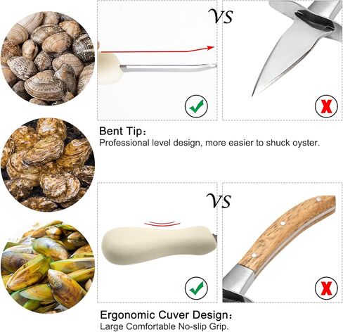 Nonley Oyster Shucking Knife, 2 Pack Oyster Knife Shucker Set with Professional Grade Cut Resistant Gloves, Stainless Steel Seafood Opener Tools in Saudi Arabia