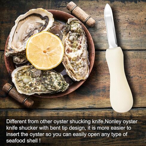 Nonley Oyster Shucking Knife, 2 Pack Oyster Knife Shucker Set with Professional Grade Cut Resistant Gloves, Stainless Steel Seafood Opener Tools in Saudi Arabia