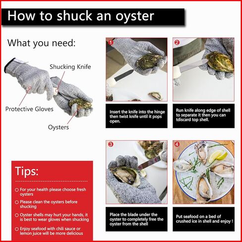 Nonley Oyster Shucking Knife, 2 Pack Oyster Knife Shucker Set with Professional Grade Cut Resistant Gloves, Stainless Steel Seafood Opener Tools in Saudi Arabia