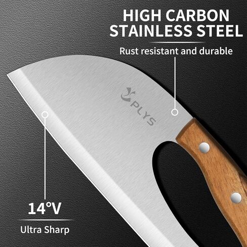 Plys Kitchen Meat Cleaver Knife - Unique Effort Saving Ergonomic Knife Professional Stainless Steel Chef Cooking Knives for Cutting Meat Vegetable Father Mother in Saudi Arabia