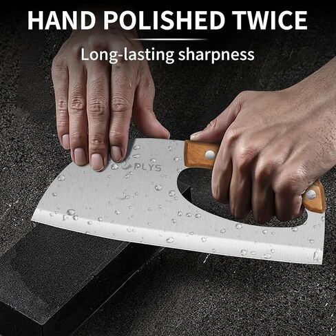 Plys Kitchen Meat Cleaver Knife - Unique Effort Saving Ergonomic Knife Professional Stainless Steel Chef Cooking Knives for Cutting Meat Vegetable Father Mother in Saudi Arabia