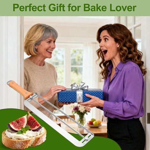 Adjustable Bread Slicer for Homemade Bread - Upgrade Manual Sourdough Bread Knife with Thickness Guide, Bread Bow Cutter with Stainless Steel Serrated Blade for Baguettes Bagels, Ideal Gift for Baker in Kuwait