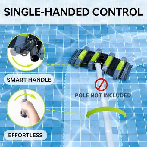 Sepetrel Heavy Duty Pool Vacuum Head with Wheels & Aluminum Handle, Professional Weighted Flexible Vacuum Head in Kuwait