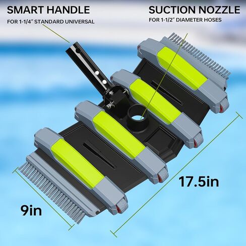 Sepetrel Heavy Duty Pool Vacuum Head with Wheels & Aluminum Handle, Professional Weighted Flexible Vacuum Head in Kuwait