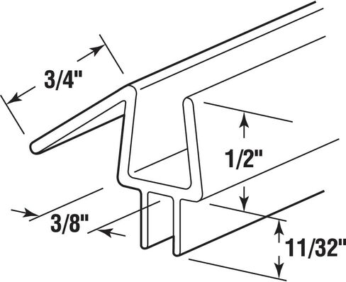 Gordon Glass® سدادة سفلية لباب الدش بدون إطار مقاس 3/8 بوصة. أبواب زجاجية سميكة - توقف تسرب الدش وإنشاء حاجز مياه، 23 بوصة، فينيل شفاف (عبوة واحدة)، M 6258 in Kuwait
