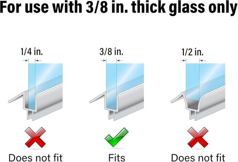 Gordon Glass® سدادة سفلية لباب الدش بدون إطار مقاس 3/8 بوصة. أبواب زجاجية سميكة - توقف تسرب الدش وإنشاء حاجز مياه، 23 بوصة، فينيل شفاف (عبوة واحدة)، M 6258 in Kuwait