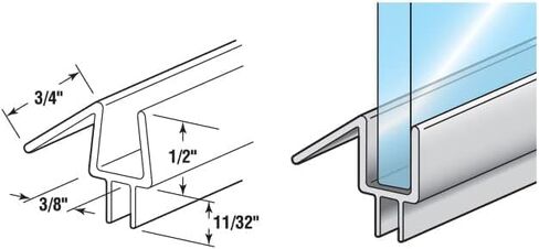 Gordon Glass® سدادة سفلية لباب الدش بدون إطار مقاس 3/8 بوصة. أبواب زجاجية سميكة - توقف تسرب الدش وإنشاء حاجز مياه، 23 بوصة، فينيل شفاف (عبوة واحدة)، M 6258 in Kuwait