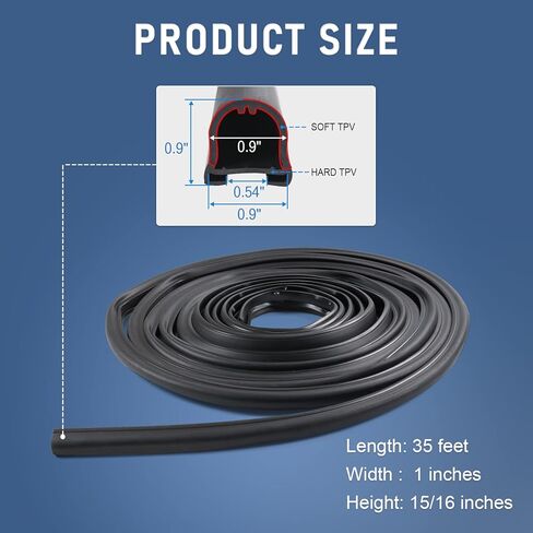 RV Slide Out D-Seal Black Rubber Weatherstrip Exterior Molding Trim 1" x 15/16" x 35' Replacement for RV Camper Trailer Slideout System 018-312-EKD in Saudi Arabia