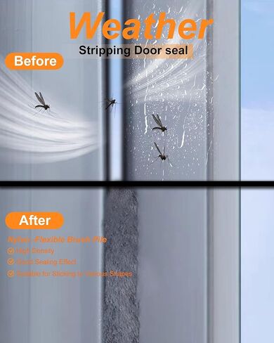 Weather Stripping Door Window Seal, 33Ft Self-Adhesive Brush Door Soundproofing Seal Strip for Sliding Windows and Door Frames, 0.35" Wide x 0.2" Thick in Saudi Arabia