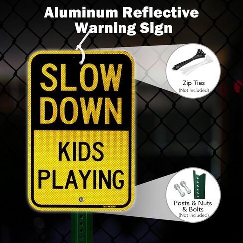 T&R (2 Pack) Slow Down Kids And Pets At Play Sign, 18" x 12" Engineer Grade Reflective Sheeting, Rust Free Aluminum, Weather Resistant, Waterproof, Fade Resistant, 2 Pre-drilled Holes in Saudi Arabia