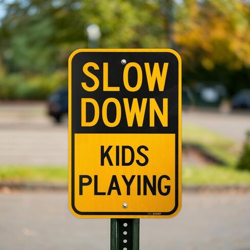 T&R (2 Pack) Slow Down Kids And Pets At Play Sign, 18" x 12" Engineer Grade Reflective Sheeting, Rust Free Aluminum, Weather Resistant, Waterproof, Fade Resistant, 2 Pre-drilled Holes in Saudi Arabia