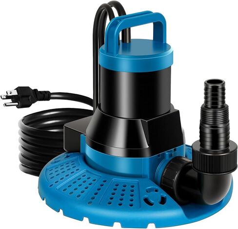 TONGCHANT 1/2HP Swimming Pool Cover Pump Automatic On Off with 25FT Power Cord and 3/4" Hose Fitting, 3200GPH Sump Pump for Inground/Above Ground Pool Cover, Hot-Tub and Rooftop Drainage, UL Listed in Kuwait