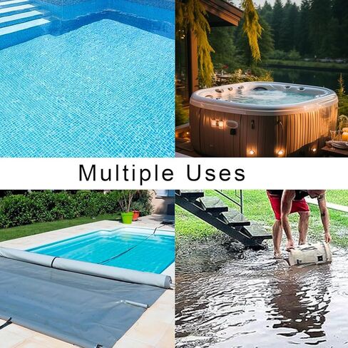 TONGCHANT 1/2HP Swimming Pool Cover Pump Automatic On Off with 25FT Power Cord and 3/4" Hose Fitting, 3200GPH Sump Pump for Inground/Above Ground Pool Cover, Hot-Tub and Rooftop Drainage, UL Listed in Kuwait