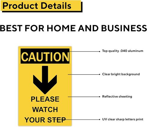 Caution Please Watch Your Step Sign - Rust Free, Caution Warning Signs for Outside, Home and Business - UV Protected, Waterproof and Easy to Install - 2 Pre-drilled Holes in Saudi Arabia