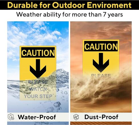 Caution Please Watch Your Step Sign - Rust Free, Caution Warning Signs for Outside, Home and Business - UV Protected, Waterproof and Easy to Install - 2 Pre-drilled Holes in Saudi Arabia