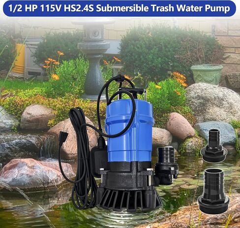 1/2 HP 115V HS2.4S HSZ2.4S Auto Electrical Submersible Wastewater Pump w/Float Switch replacement for Tsurumi Pump HSZ2.4S Submersible Trash Pump Single-Phase 53GPM 3180GPH 60Hz 2" Straight Male NPT in Kuwait