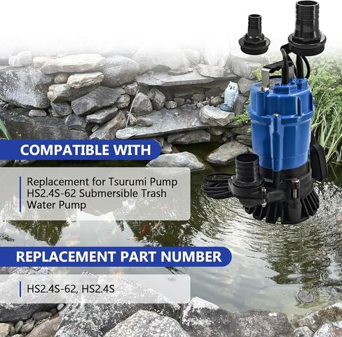 1/2 HP 115V HS2.4S HSZ2.4S Auto Electrical Submersible Wastewater Pump w/Float Switch replacement for Tsurumi Pump HSZ2.4S Submersible Trash Pump Single-Phase 53GPM 3180GPH 60Hz 2" Straight Male NPT in Kuwait