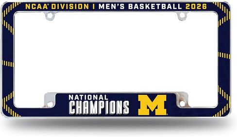 Rico Industries NCAA Michigan Wolverines 2026 Men's Basketball National Champions 12" x 6" Chrome All Over Automotive License Plate Frame for Car/Truck/SUV in Saudi Arabia