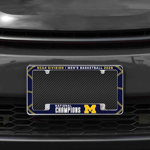 Rico Industries NCAA Michigan Wolverines 2026 Men's Basketball National Champions 12" x 6" Chrome All Over Automotive License Plate Frame for Car/Truck/SUV in Saudi Arabia