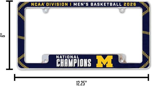 Rico Industries NCAA Michigan Wolverines 2026 Men's Basketball National Champions 12" x 6" Chrome All Over Automotive License Plate Frame for Car/Truck/SUV in Saudi Arabia