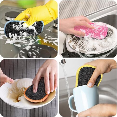 GLIMGLINT 12Pack Dish Sponges Kitchen, Non-Scratch Microfiber Sponges for Cleaning, Reusable Dish Sponge for Dishes, Pots and Pans (Multicolor) in Saudi Arabia