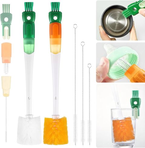 XYFuuee 5Pcs Water Bottle Cleaner Brush Set 5 in 1 Cup Straw Cleaning Brush | 14" Long Handle Bottle Brush for Stanley/Owala/Yeti, 3 Straw Brush, Removable Nipple Detail Washer Brush for Narrow Lid Gap in Saudi Arabia