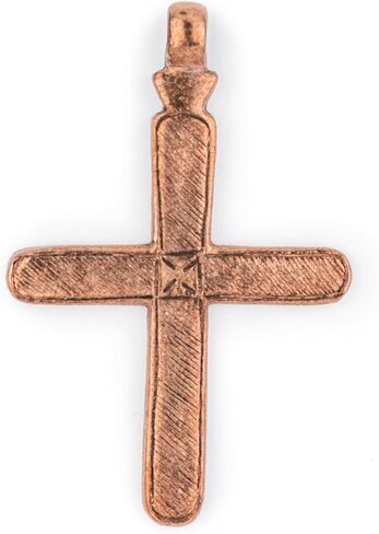 TheBeadchest Addis Ethiopian Copper Cross Pendant (80x50mm) in Kuwait
