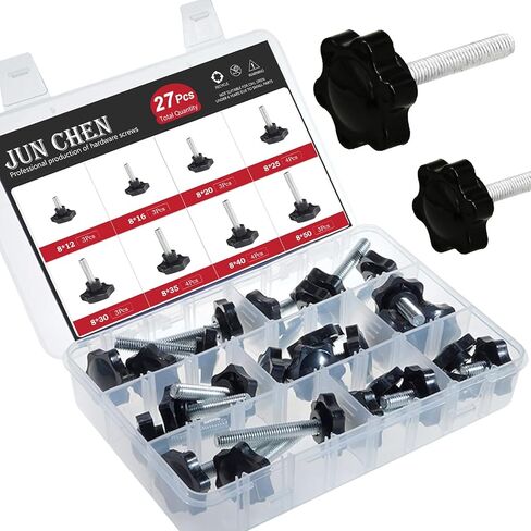 JUNCHEN M8 Clamping Screw Knob,27pcs Thread Star Knob，Plastic Hex Shaped Clamping Knob Handle Hand Tightening Screw for Umbrella Base Replacement in Kuwait