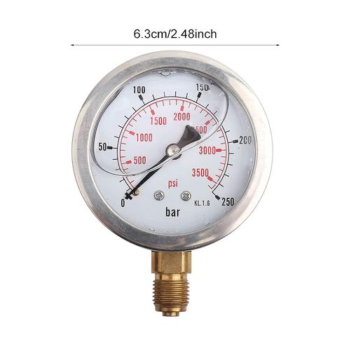 250Bar 0 to 3750PSI Hydraulic Pressure Gauge, Manometer, Scale for Bar Psi Measurement, Pressure Measuring Tool, for Hydraulic Water Pressure in Saudi Arabia