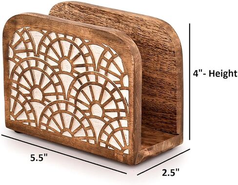Napkin Holders Mango Wood Tabletop Freestanding Tissue Dispenser,Wooden Napkin Holder Dispenser For Tables Kitchen Office Accessories for Restaurants, Dining Home (5.5" X 2.5" X 4") in Kuwait