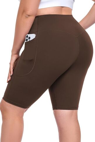 شورت نسائي مقاس كبير 25.4 سم مع جيوب، L-6XL، خصر عالي للتحكم في البطن، طول الركبة، زبدة ناعمة، شورت رياضي للتمرين in Kuwait